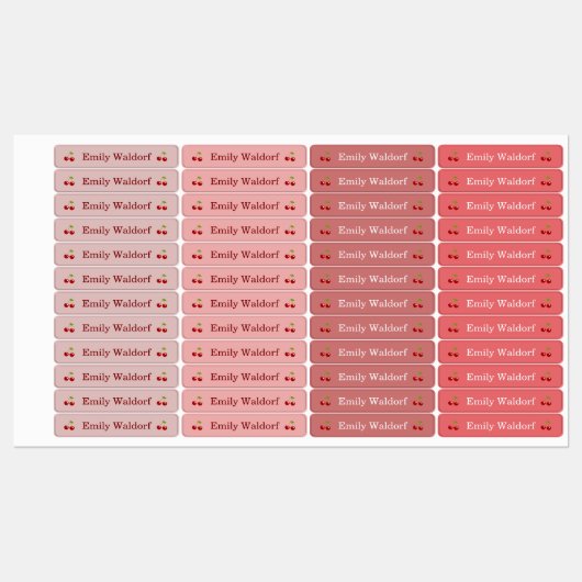 Étiquettes Kids' Name Clothing School Labels with Cherry (Feuille)