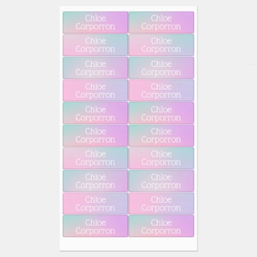 Étiquettes Kids personalized name labels pink purple and teal (Feuille)