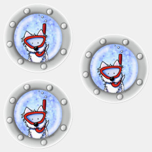 Étiquettes KiniArt Snorkel Westie Porthole étanche