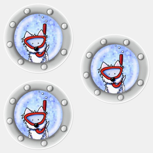 Étiquettes KiniArt Snorkel Westie Porthole étanche (Groupe)