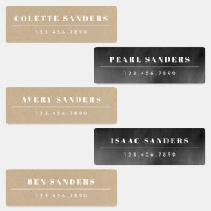 Étiquettes Kraft & Chalkboard Neutre étanche Nom