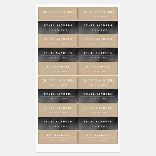 Étiquettes Kraft & Chalkboard Neutre étanche Nom (Feuille)