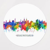 Étiquettes Krasnoïarsk Russie Skyline (Design 2)