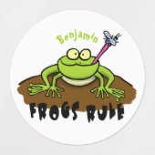 Étiquettes La grenouille règle drôle dessin de grenouille ver (Design 2)