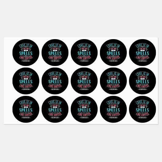 Étiquettes L'amour est dans l'air et ça sent le café (Feuille)