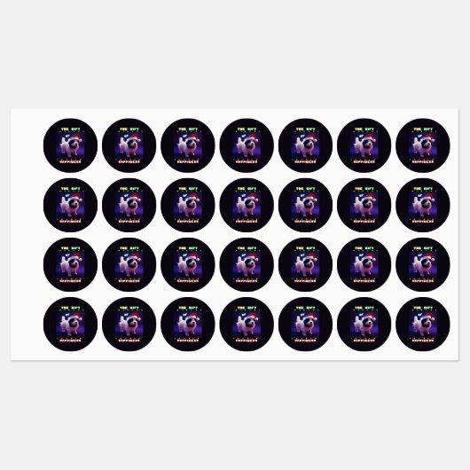 Étiquettes Le cadeau de bonheur chiot 25 décembre Noël (Feuille)