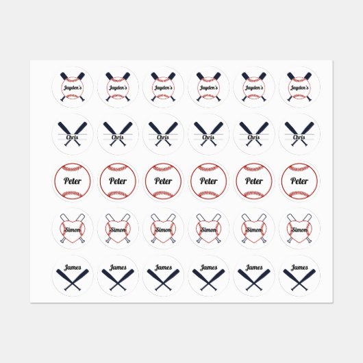 Étiquettes Le Thème Du Baseball. (Feuille)