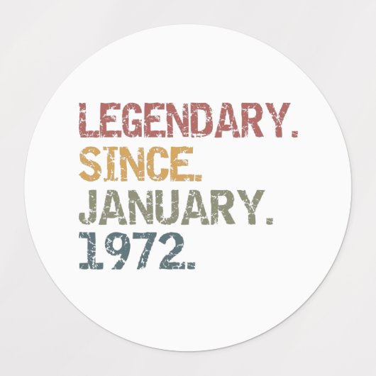 Étiquettes Legendary since January 1972 (Design 3)