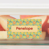 Étiquettes Lemon yellow blue pattern Labels with name (Apposé)