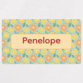 Étiquettes Lemon yellow blue pattern Labels with name (Design 2)