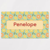 Étiquettes Lemon yellow blue pattern Labels with name (Design 1)