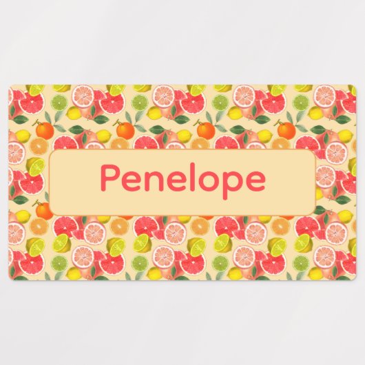 Étiquettes Lemon yellow pattern Labels with name (Design 1)