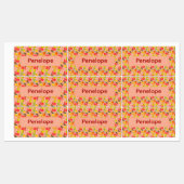 Étiquettes Lemon yellow pink pattern Labels with name (Feuille)