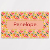 Étiquettes Lemon yellow pink pattern Labels with name (Design 2)
