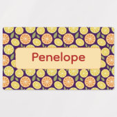 Étiquettes Lemon yellow purple pattern Labels with name (Design 1)