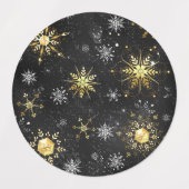 Étiquettes Les flocons dorés de Noël sur l'Arrière - plan noi (Design 2)