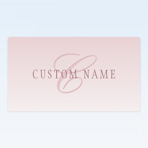 Étiquettes Lettre Élégante & Monogramme Rose Ombré