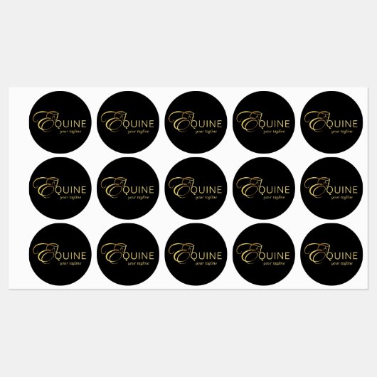 Étiquettes Lettre monogramme E Cheval en or (Feuille)