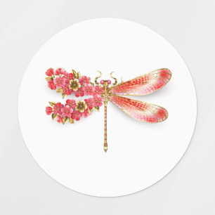 Étiquettes libellule de fleurs avec sakura de bijoux