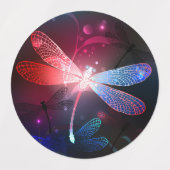 Étiquettes libellule rouge brillante (Design 2)
