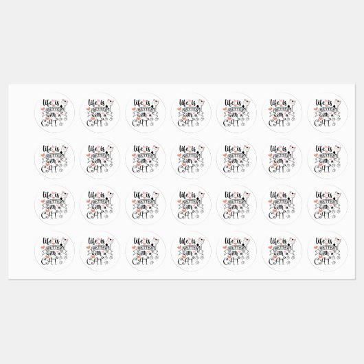 Étiquettes Life is Better With a Cat quote slogan (Feuille)