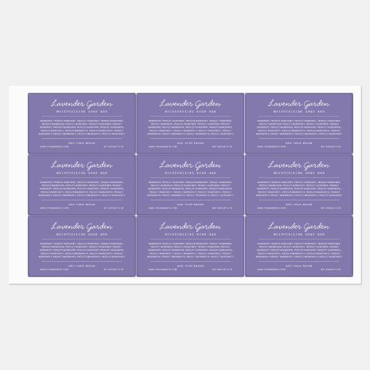 Étiquettes Lignes de script couleur personnalisées Ingrédient (Feuille)