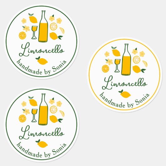 Étiquettes Limoncello Lemonade Lemon Artisanat artisanal CUST (Groupe)