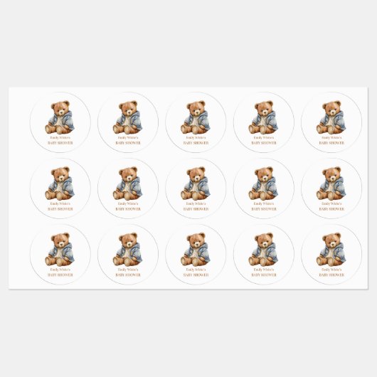 Étiquettes L'Invitation Baby shower De L'Ours En Teddy Peut A (Feuille)