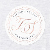 Étiquettes Logo de l'entreprise Chic Navy Blue & Rose Gold Do (Design 1)