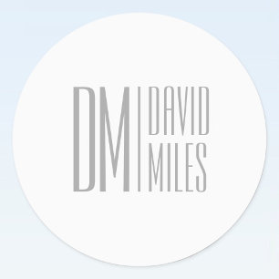 Étiquettes Logo de nom et initiales grises minimalistes et mo