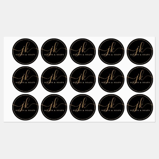 Étiquettes Logo de script de monogramme d'entreprise étanche (Feuille)