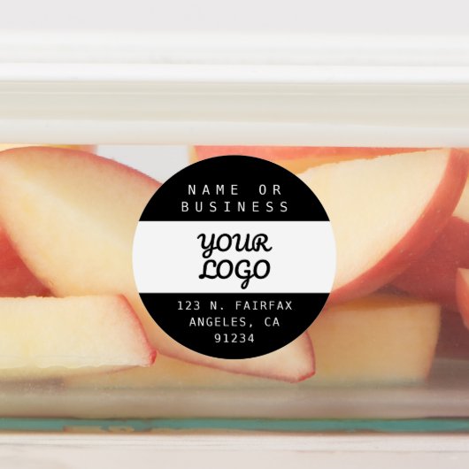 Étiquettes Logo et texte imperméables modernes | Noir et blan (Apposé)