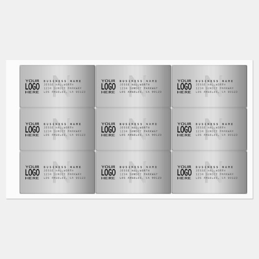 Étiquettes Logo imperméable et moderne Faux Metal Adresse de (Feuille)