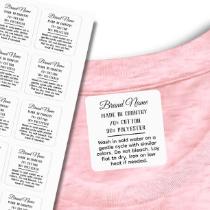 Étiquettes Logo personnalisé et texte carré noir sur tissu po