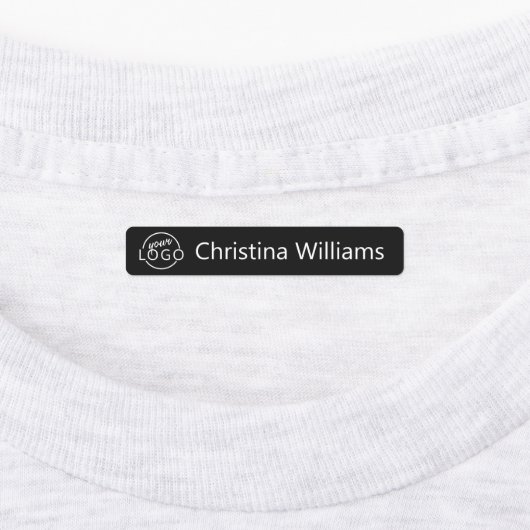 Étiquettes Logo personnalisé et vêtements en tissu noir texte (Apposé)