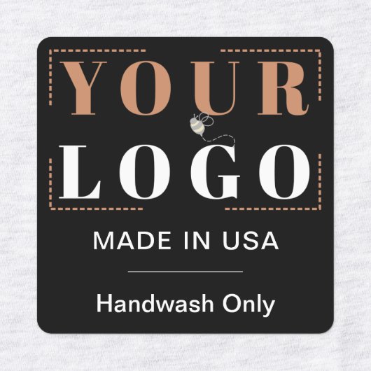 Étiquettes Logo personnalisé Texte et pays Vêtements noirs (Design 2)