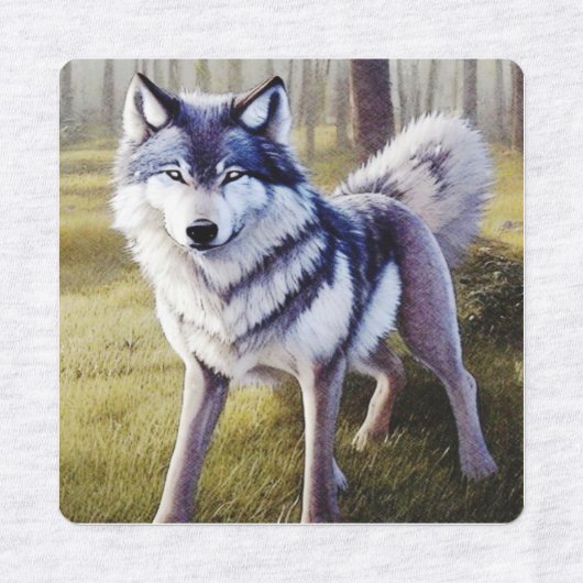 Étiquettes Loup coloré debout (Design 1)