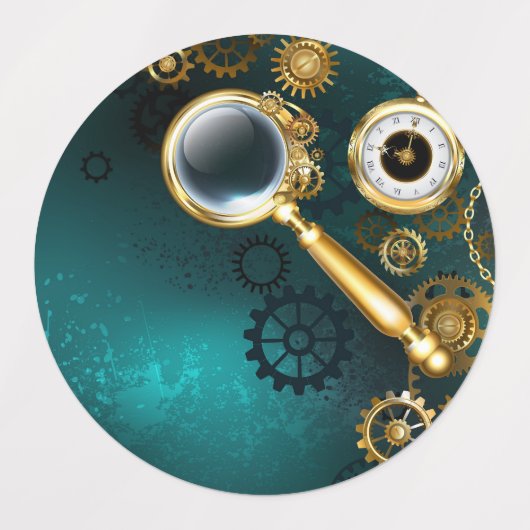 Étiquettes Loupe en style Steampunk (Design 1)