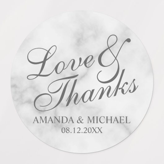 Étiquettes 'Love & Thanks' Élégant Script Wedding Favor Étiqu (Design 1)