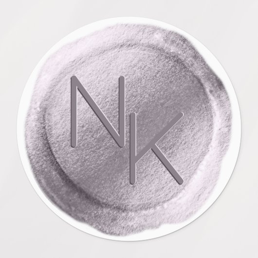 Étiquettes Lumineuse cire violet Initiales Mariage Monogramme (Design 1)