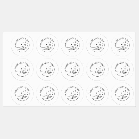 Étiquettes Made with love (Feuille)