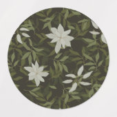 Étiquettes Magnolia et feuilles verts sur noir (Design 1)