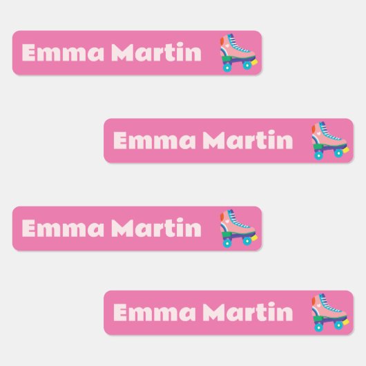 Étiquettes maigres pour stylos - Roller Disco rose (Groupe)