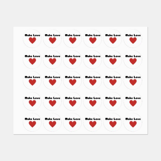 Étiquettes Make Love Hearts 2024 (Feuille)