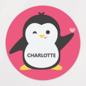 Étiquettes Manchot de couleur et nom personnalisés (Design 2)