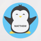 Étiquettes Manchot de couleur et nom personnalisés (Design 1)