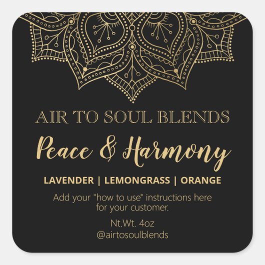 Étiquettes Mandala Black And Gold Blend (Devant)