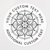 Étiquettes Mandala Black and White label (Design 2)