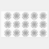 Étiquettes Mandala Black and White label (Feuille)