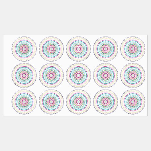 Étiquettes mandala coloré (Feuille)